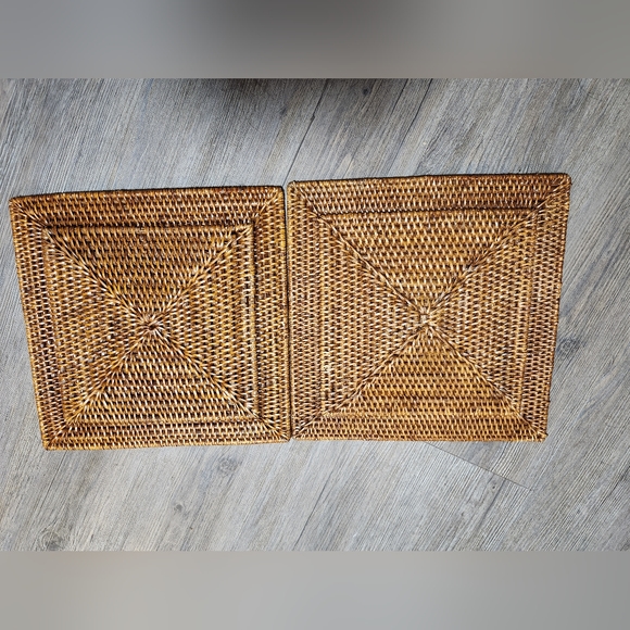 Set of 2 Pottery Barn Rattan wicker woven placemats 12x12 - Picture 2 of 3